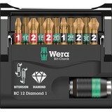 Wera Bit-Check 12 Diamond 1 , Conjuntos de bits 12 pieza(s), Phillips, Pozidriv, Torx, PH 1,PH 2, PZ 1,PZ 2, TX10,TX15,TX20,TX25,TX30, 1 x 1/4"x50 1 x PH 1x25 2 x PH 2x25 1 x PZ 1x25 2 x PZ 2x25 1 x TX 10x25 1 x TX 15x25 1 x TX 20x25...