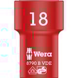 Wera Inserto de llave de vaso Zyklop VDE, 18mm, 3/8", Llave de tubo rojo/Amarillo