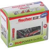 fischer Dübel DUOPOWER 5x25 S LD, Pasador gris claro/Rojo