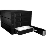 ICY BOX IB-564SSK 3x 5,25" Bandeja para disco duro Negro, Bastidor de instalación negro, 3x 5,25", Bandeja para disco duro, 2.5", SATA, SATA II, SATA III, Serial Attached SCSI (SAS), Negro, Aluminio