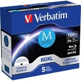 Verbatim 43834 disco blu-ray lectura/escritura (BD) BDXL 100 GB 5 pieza(s), Discos Blu-ray vírgenes 100 GB, BDXL, Caja de joyas, 5 pieza(s)