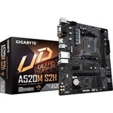 GIGABYTE Placa base A520M S2H - Soporta CPUs AMD Ryzen serie 5000 AM4, VRM digital puro de 4+3 fases, hasta 5100MHz DDR4 (OC), PCIe 3.0 x4 M.2, LAN GbE, USB 3.2 Gen 1 negro/Gris, VRM digital puro de 4+3 fases, hasta 5100MHz DDR4 (OC), PCIe 3.0 x4 M.2, LAN GbE, USB 3.2 Gen 1, AMD, Zócalo AM4, AMD Ryzen 3000 Series, Zócalo AM4, 64 GB, DDR4-SDRAM