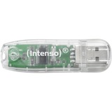 Intenso Rainbow Line unidad flash USB 32 GB USB tipo A 2.0 Transparente, Lápiz USB transparente, 32 GB, USB tipo A, 2.0, 28 MB/s, Tapa, Transparente