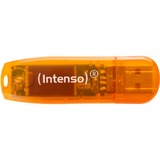 Intenso Rainbow Line unidad flash USB 64 GB USB tipo A 2.0 Naranja, Lápiz USB naranja, 64 GB, USB tipo A, 2.0, 28 MB/s, Tapa, Naranja