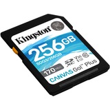 Kingston Canvas Go! Plus 256 GB SD UHS-I Clase 10, Tarjeta de memoria negro, 256 GB, SD, Clase 10, UHS-I, 170 MB/s, 90 MB/s