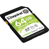 Kingston Canvas Select Plus 64 GB SDXC UHS-I Clase 10, Tarjeta de memoria negro, 64 GB, SDXC, Clase 10, UHS-I, 100 MB/s, Class 1 (U1)