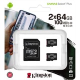 Kingston Canvas Select Plus 64 GB SDXC UHS-I Clase 10, Tarjeta de memoria negro, 64 GB, SDXC, Clase 10, UHS-I, 100 MB/s, 85 MB/s