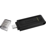 Kingston DataTraveler 128GB USB-C 3.2 Gen 1 70, Lápiz USB negro, 128 GB, USB Tipo C, 3.2 Gen 1 (3.1 Gen 1), Tapa, 7 g, Negro