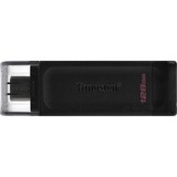 Kingston DataTraveler 128GB USB-C 3.2 Gen 1 70, Lápiz USB negro, 128 GB, USB Tipo C, 3.2 Gen 1 (3.1 Gen 1), Tapa, 7 g, Negro