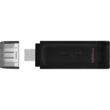 Kingston DataTraveler 128GB USB-C 3.2 Gen 1 70, Lápiz USB negro, 128 GB, USB Tipo C, 3.2 Gen 1 (3.1 Gen 1), Tapa, 7 g, Negro