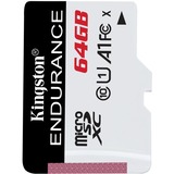 Kingston High Endurance 64 GB MicroSD UHS-I Clase 10, Tarjeta de memoria blanco/Negro, 64 GB, MicroSD, Clase 10, UHS-I, 95 MB/s, 30 MB/s