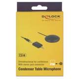 DeLOCK 65873 micrófono Negro Micrófono de superficie para mesa negro, Micrófono de superficie para mesa, -32 dB, 100 - 10000 Hz, 2200 Ω, Omnidireccional, Alámbrico