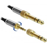 DeLOCK 85782 cable de audio 3 m 3,5mm Negro, Gris, Cable alargador negro, 3,5mm, Macho, 3,5mm, Hembra, 3 m, Negro, Gris