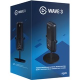 Elgato Wave 3 Negro Micrófono de superficie para mesa negro, Micrófono de superficie para mesa, 70 - 20000 Hz, 24 bit, 96 kHz, Alámbrico, USB