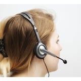 Logitech 981-000593 auricular y casco Auriculares Alámbrico Diadema Oficina/Centro de llamadas Negro, Auriculares con micrófono gris, Alámbrico, Oficina/Centro de llamadas, 20 - 20000 Hz, 74 g, Auriculares, Negro