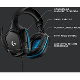 Logitech G432 Auriculares Diadema Conector de 3,5 mm Negro, Azul, Auriculares para gaming negro/Azul, Auriculares, Diadema, Juego, Negro, Azul, Binaural, Alámbrico