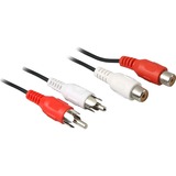 goobay AVK 125-1000 10.0m cable de audio 10 m 2 x RCA Negro, Cable alargador negro, 2 x RCA, Macho, 2 x RCA, Hembra, 10 m, Negro