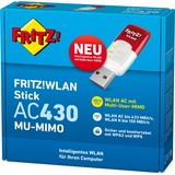 AVM FRITZ!WLAN Stick AC 430 MU-MIMO, Adaptador Wi-Fi FRITZ!WLAN Stick AC 430 MU-MIMO, Inalámbrico y alámbrico, USB, WLAN, 433 Mbit/s