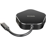D-Link DUB-M420 base para portátil y replicador de puertos Alámbrico Thunderbolt 3 Aluminio, Negro, Hub USB negro/Plateado, Alámbrico, Thunderbolt 3, 60 W, Aluminio, Negro, 5 Gbit/s, 4096 x 2160 Pixeles
