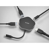 D-Link DUB-M420 base para portátil y replicador de puertos Alámbrico Thunderbolt 3 Negro, Plata, Hub USB negro/Plateado, Alámbrico, Thunderbolt 3, 60 W, Negro, Plata, 5 Gbit/s, 4096 x 2160 Pixeles