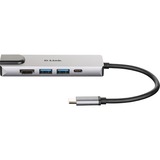 D-Link DUB-M520 base para portátil y replicador de puertos Alámbrico Thunderbolt 3 Aluminio, Negro, Hub USB plateado, Alámbrico, Thunderbolt 3, 60 W, 10,100,1000 Mbit/s, IEEE 802.3, IEEE 802.3ab, IEEE 802.3az, IEEE 802.3u, IEEE 802.3x, Aluminio, Negro