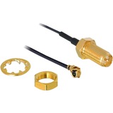 DeLOCK RP-SMA WL antenna conector I-PEX M / RP-SMA F Negro, Adaptador I-PEX M / RP-SMA F, Negro, 0,2 m