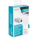 Digitus Adaptador Ethernet Gigabit USB Type-C™ blanco/Plateado, Aluminio, China, RTL8153, 24 mm, 64 mm, 17 mm