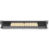 Digitus Panel de conexión clase E, CAT 6, Patch Panel negro, CAT 6, IEEE 802.3af, IEEE 802.3at, RJ-45, Oro, 26/22, 30 N, Negro