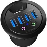 ICY BOX IB-HUB1403A toma de corriente Negro, Hub USB negro, Negro, Plástico, Poder, 69 mm, 69 mm, 70 mm