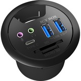 ICY BOX IB-HUB1404A toma de corriente Negro, Hub USB negro, Negro, Plástico, 68 mm, 69 mm, 70 mm, 156 g