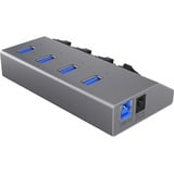 ICY BOX IB-HUB1405 USB 3.2 Gen 1 (3.1 Gen 1) Type-B 5000 Mbit/s Antracita, Hub USB plateado, USB 3.2 Gen 1 (3.1 Gen 1) Type-B, USB 3.2 Gen 1 (3.1 Gen 1) Type-A, 5000 Mbit/s, Antracita, Aluminio, Actividad, Poder