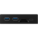 ICY BOX IB-HUB1417-i3 USB 3.2 Gen 1 (3.1 Gen 1) Type-A 5000 Mbit/s Negro, Panel frontal negro, USB 3.2 Gen 1 (3.1 Gen 1) Type-A, USB 3.2 Gen 1 (3.1 Gen 1) Type-A, USB 3.2 Gen 1 (3.1 Gen 1) Type-C, MicroSD (TransFlash), MicroSDHC, SD, SDHC, 5000 Mbit/s, Negro, Metal