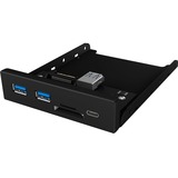 ICY BOX IB-HUB1417-i3 USB 3.2 Gen 1 (3.1 Gen 1) Type-A 5000 Mbit/s Negro, Panel frontal negro, USB 3.2 Gen 1 (3.1 Gen 1) Type-A, USB 3.2 Gen 1 (3.1 Gen 1) Type-A, USB 3.2 Gen 1 (3.1 Gen 1) Type-C, MicroSD (TransFlash), MicroSDHC, SD, SDHC, 5000 Mbit/s, Negro, Metal