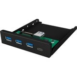 ICY BOX IB-HUB1418-i3 USB 3.2 Gen 1 (3.1 Gen 1) Type-A 5000 Mbit/s Negro, Panel frontal negro, USB 3.2 Gen 1 (3.1 Gen 1) Type-A, USB 3.2 Gen 1 (3.1 Gen 1) Type-A, USB 3.2 Gen 1 (3.1 Gen 1) Type-C, 5000 Mbit/s, Negro, Metal, China