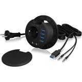 ICY BOX IB-HUB1430 toma de corriente Negro, Hub USB Negro, Plástico, Type F (CEE 7/4), 80 mm, 800 mm, 550 mm