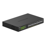 Netgear GS324P No administrado Gigabit Ethernet (10/100/1000) Energía sobre Ethernet (PoE) 1U Negro, Interruptor/Conmutador No administrado, Gigabit Ethernet (10/100/1000), Bidireccional completo (Full duplex), Energía sobre Ethernet (PoE), Montaje en rack, 1U