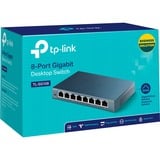 TP-Link TL-SG108 switch No administrado L2 Gigabit Ethernet (10/100/1000) Negro, Interruptor/Conmutador gris, No administrado, L2, Gigabit Ethernet (10/100/1000), Bidireccional completo (Full duplex), Montaje de pared