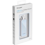 TP-Link UE200 Ethernet 100 Mbit/s, Adaptador blanco, Alámbrico, USB, Ethernet, 100 Mbit/s, Azul, Blanco