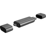 ICY BOX IB-CR200-C lector de tarjeta USB 2.0 Negro, Lector de tarjetas antracita, MicroSD (TransFlash), SD, Negro, 480 Mbit/s, Aluminio, Plástico, 128 GB, USB 2.0