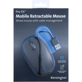 Kensington Ratón retráctil para portátiles Pro Fit negro, Ambidextro, Óptico, USB tipo A, 1000 DPI, Negro