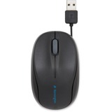 Kensington Ratón retráctil para portátiles Pro Fit™ negro, Ambidextro, Óptico, USB tipo A, 1000 DPI, Negro