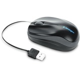 Kensington Ratón retráctil para portátiles Pro Fit™ negro, Ambidextro, Óptico, USB tipo A, 1000 DPI, Negro