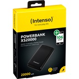 Intenso XS20000 Polímero de litio 20000 mAh Negro, Banco de potencia negro, 20000 mAh, Polímero de litio, 3,1 V, Negro