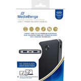 MediaRange MR753 batería externa Polímero de litio 10000 mAh Negro, Banco de potencia negro/Plateado, 10000 mAh, Polímero de litio, 3,7 V, 18 W, Negro