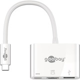 goobay 62104 hub de interfaz USB Tipo C 5000 Mbit/s Blanco, Adaptador blanco, USB Tipo C, HDMI, USB 3.2 Gen 1 (3.1 Gen 1) Type-A, USB Tipo C, 5000 Mbit/s, 60 Hz, 3840 x 2160 Pixeles, Blanco