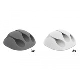 DeLOCK 18297 organizador de cables Escritorio/pared Soporte para cables Gris, Blanco 6 pieza(s) blanco/Gris, Soporte para cables, Escritorio/pared, Caucho termoplástico (TPR), Gris, Blanco