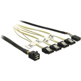 DeLOCK 1m, Mini SAS HD SFF-8643/4xSATA 7p Negro, Plata, Amarillo, Cable negro, Mini SAS HD SFF-8643/4xSATA 7p, 1 m, Mini SAS HD SFF-8643, 4 x SATA 7p, Macho/Hembra, Negro, Plata, Amarillo