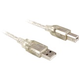 DeLOCK 2.0 A-B - 0.5m cable USB 0,5 m USB A USB B Gris transparente, 0,5 m, USB A, USB B, Macho/Macho, Gris