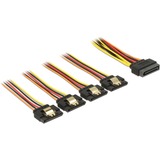 DeLOCK 60156 cable de SATA 0,15 m SATA de 15 pines 4 x SATA de 15 pines Multicolor negro/Rojo, 0,15 m, SATA I, SATA de 15 pines, 4 x SATA de 15 pines, Macho/Macho, Multicolor