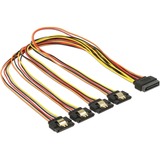 DeLOCK 60158 cable de SATA 0,5 m SATA de 15 pines 4 x SATA de 15 pines Multicolor negro/Rojo, 0,5 m, SATA I, SATA de 15 pines, 4 x SATA de 15 pines, Macho/Macho, Multicolor